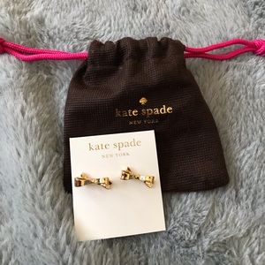 Kate Spade Gold Bow Earrings & Pouch